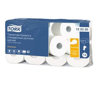 Туалетная бумага рулон бытовая Tork Premium 120320, белая, Т4, 2-сл. 184л.*8рул.