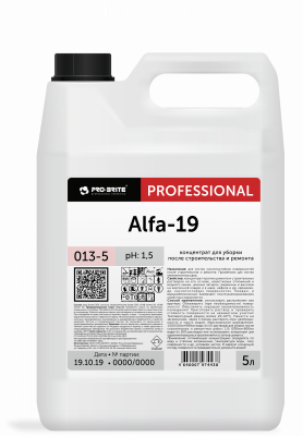 Альфа-19, средство для очистки остатков цемента 5л 013-5 4шт/уп