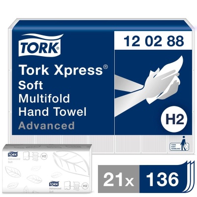 Полотенца в пачках Tork 120288 Advanced Z H2 2сл. 136л.*21 уп.