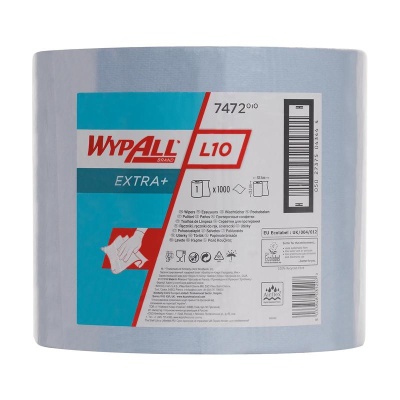 Салфетки протирочные Wypall L10 7472, 1 слойные синие 1000л 38*23 (7200)