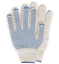Перчатки ХБ с ПВХ "точка" 10 класс 5  нитей 148-150 текс 250пар/кор Витекс