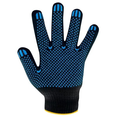 Перчатки ХБ с ПВХ "точка" 10 класс 5 нитей 148-150 текс черные 250/кор Витекс