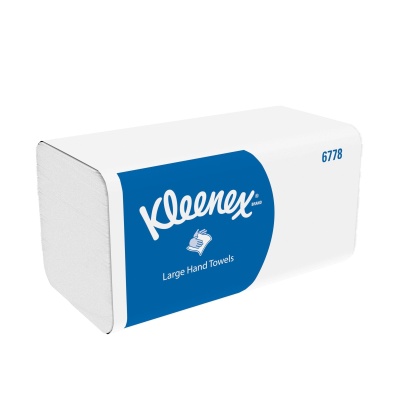 Полотенца в пачках Kimberly-Clark 6778 Kleenex белые, V-укл, 2-сл, 124л*15 шт/уп