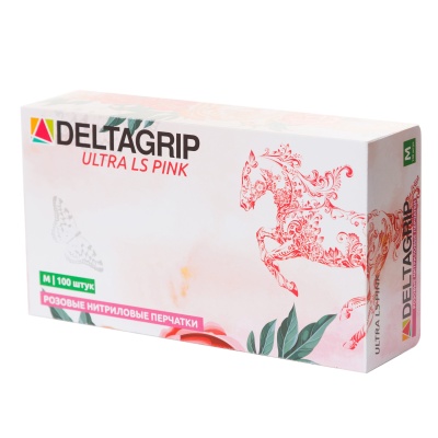 Перчатки нитриловые L 50 пар/упак розовые DELTAGRIP/Дельтагрип